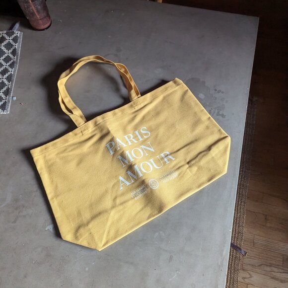 Sézane "Paris Mon Amour" Cotton Tote Bag | Yellow Ochre - Picture 10 of 12